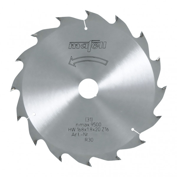TCT saw blade 168 x 1,2/1,8 x 20 mm, Z 16, WZ, for ripping in wood