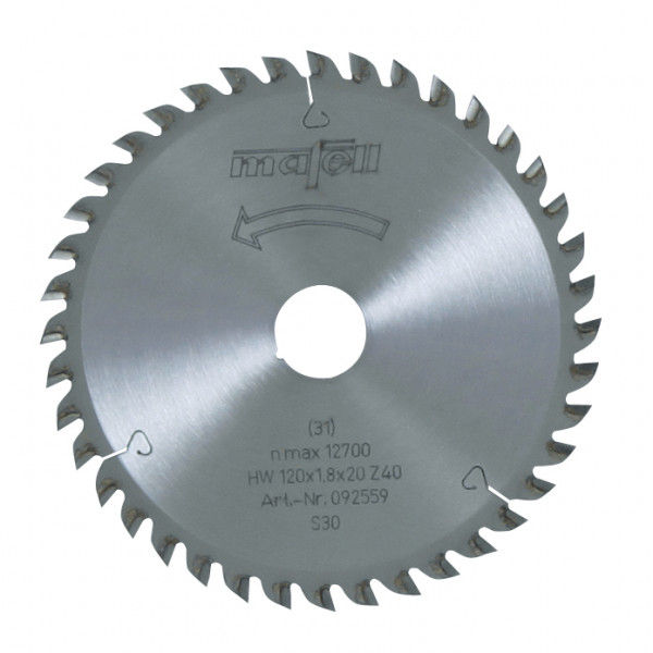 TCT saw blade 120 x 1.2/1.8 x 20 mm (4 3/4 in.)/ FT/TT 40 teeth, for fine sawing
