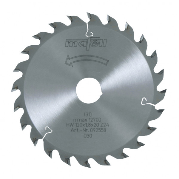 TCT saw blade 120 x 1.2/1.8 x 20 mm (4 3/4 in.)/ AT, 24 teeth, for universal use in wood