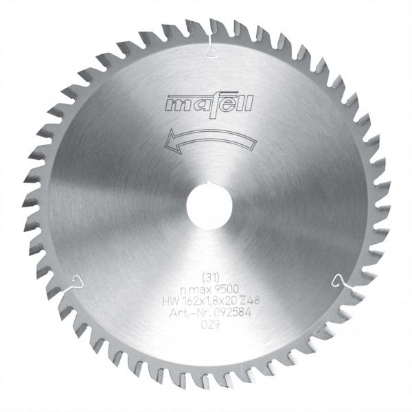 TCT saw blade 162 x 1.2/1.8 x 20 mm (6 3/8 in.), AT, 48 teeth, for universal use with board material
