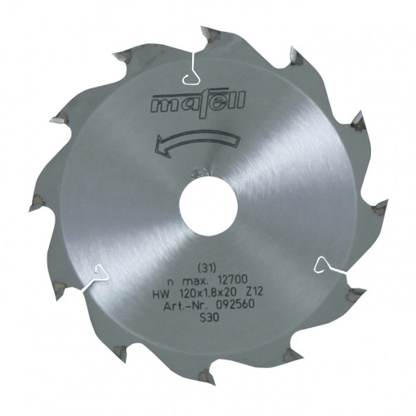 TCT saw blade 120 x 1.2/1.8 x 20 mm (4 3/4 in.)/ AT, 12 teeth, for ripping