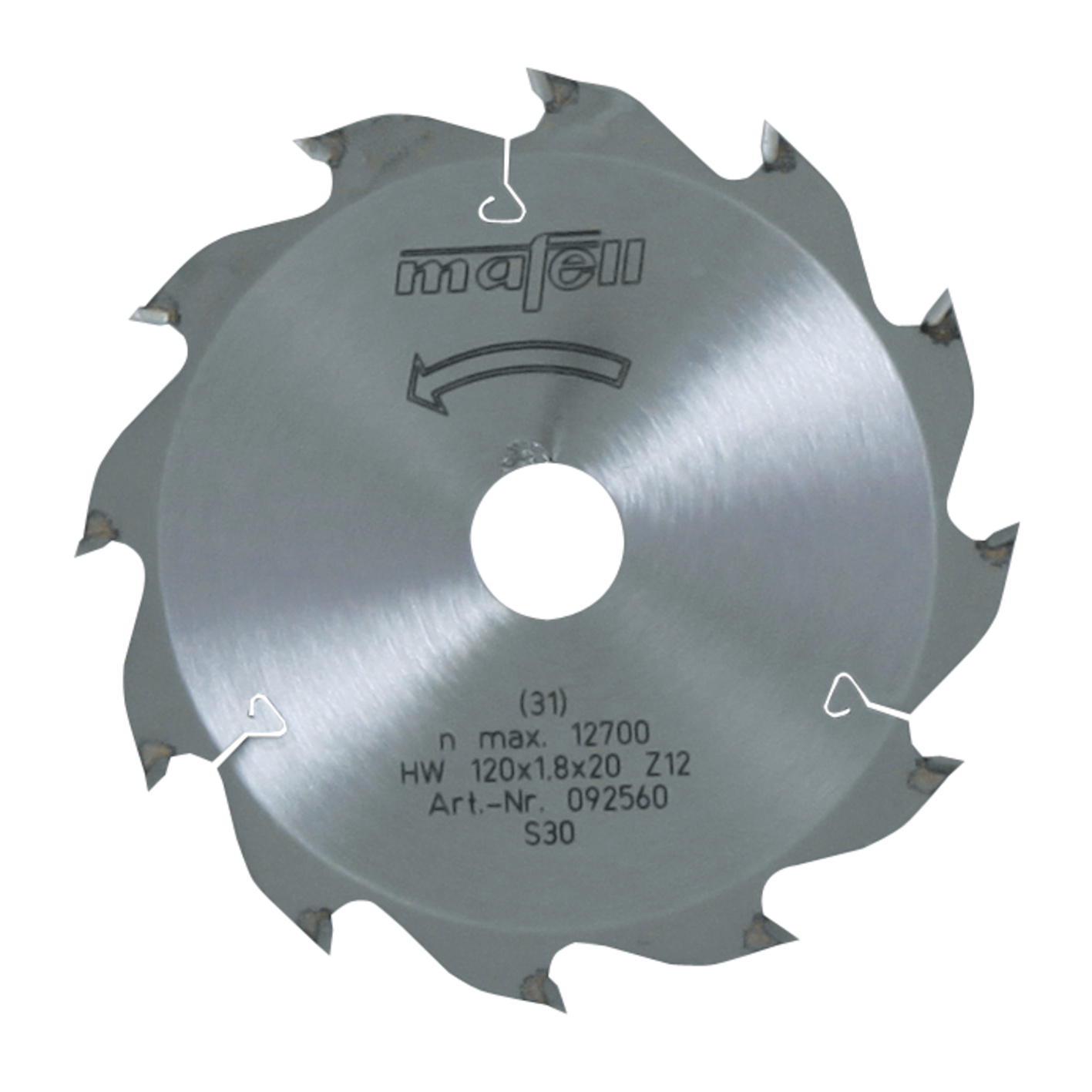 Sägeblatt-HM 120 x 1,2/1,8 x 20 mm, Z 12, WZ, für Längsschnitte in Holz