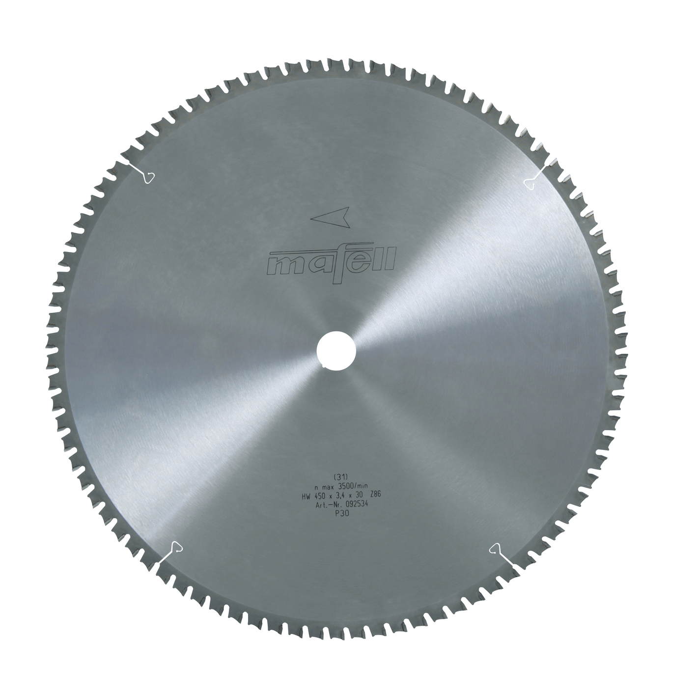 TCT saw blade Sandwich 450 x 3,0/3,4 x 30 mm, Z 86, FZFA/FZFA, for sandwich boards with metal insert or metal top layers