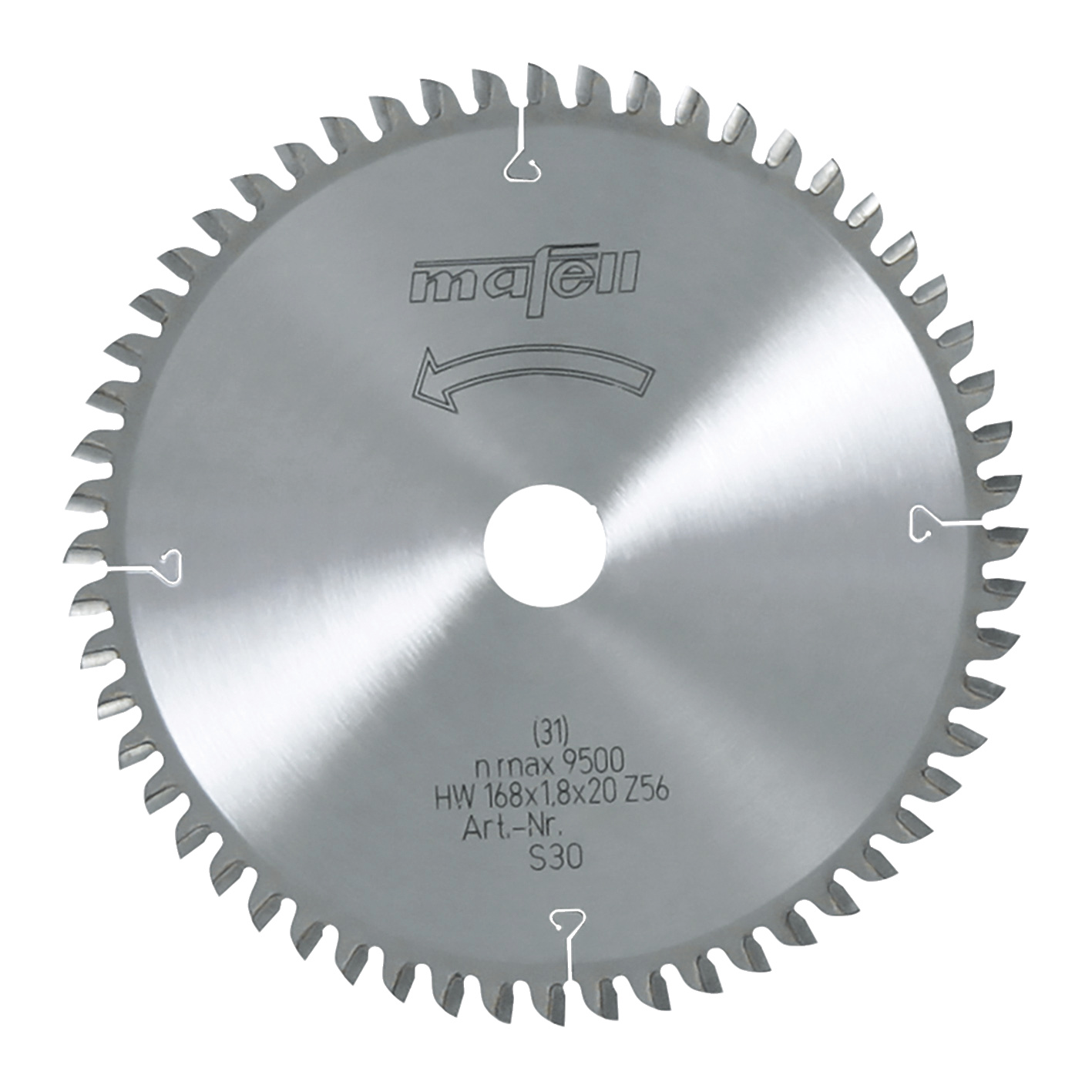 TCT saw blade 168 x 1,2/1,8 x 20 mm, Z 56, WZ, for cross-cutting wood