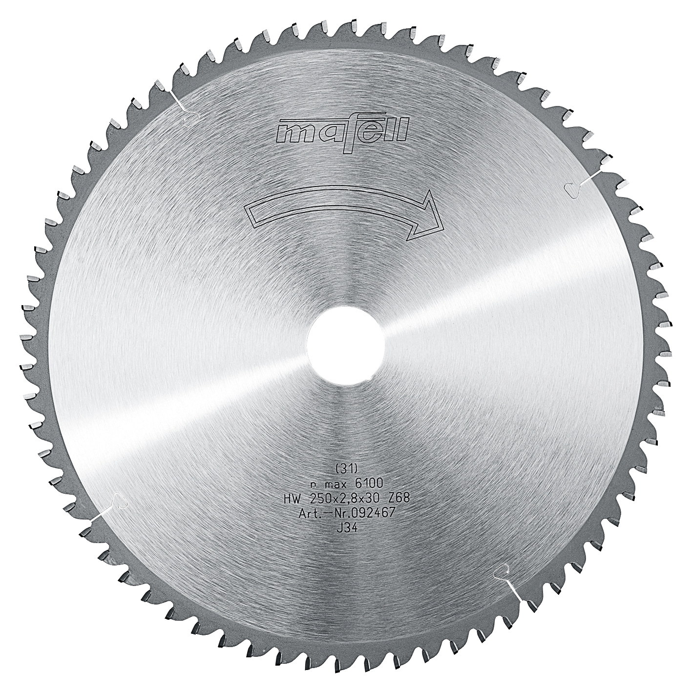 TCT saw blade 250 x 1.8/2.8 x 30 mm (9 13/16 in.), FT/TT, 68 teeth, for plastic an aluminium profiles