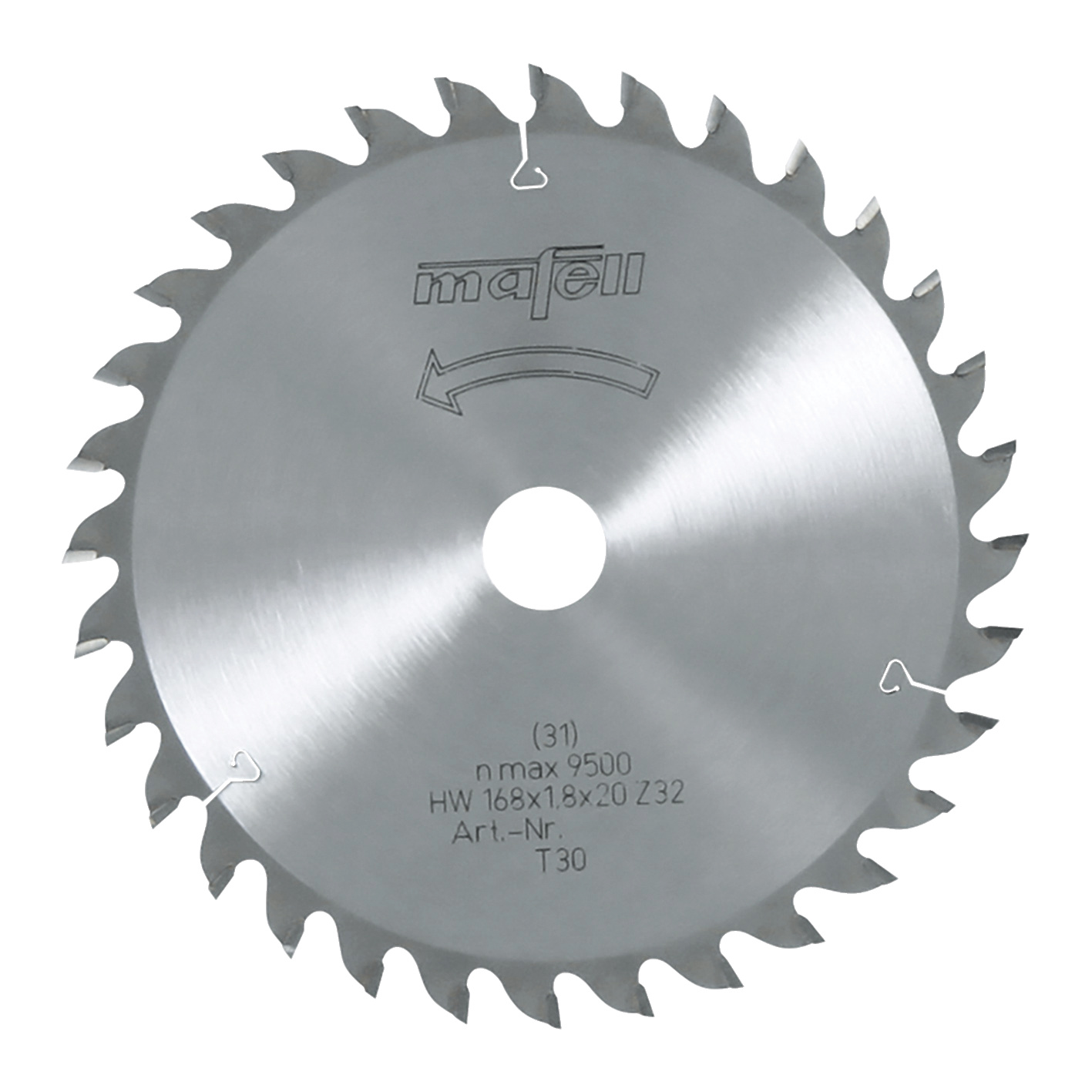 TCT saw blade 168 x 1,2/1,8 x 20 mm, Z 32, WZ, for fine sawing in wood