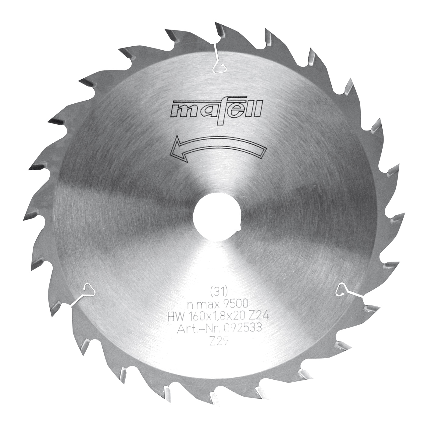 Sägeblatt-HM 160 x 1,2 / 1,8 x 20 mm, Z 24, WZ, für universellen Einsatz in Holz