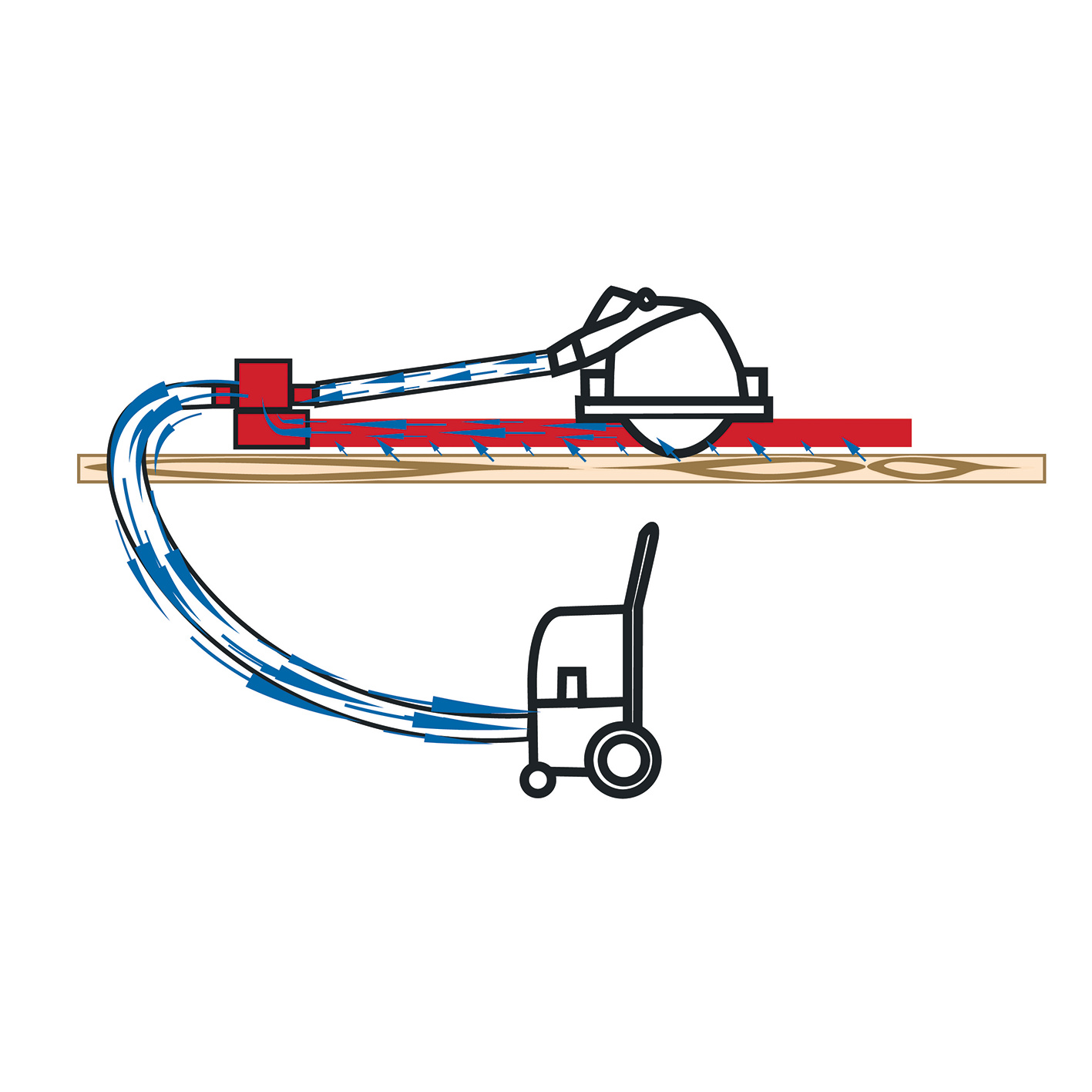 Suction clamping system Aeroxfix F-AF 1 with 1,3 m rail, adapters for above and underneath rail, flexible hose