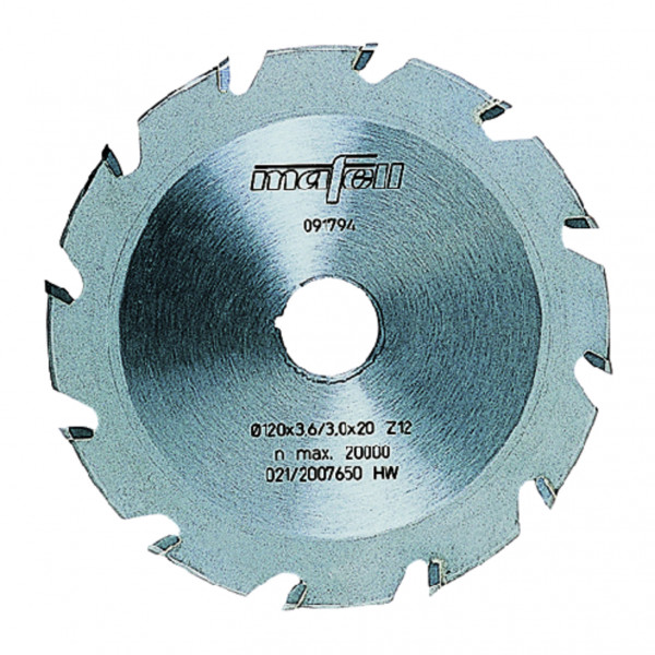 Groove-cutting blade elliptical, TCT, 120 x 3.6 x 20 mm (4 3/4 x 1/8 x 13/16 in.), 12 teeth