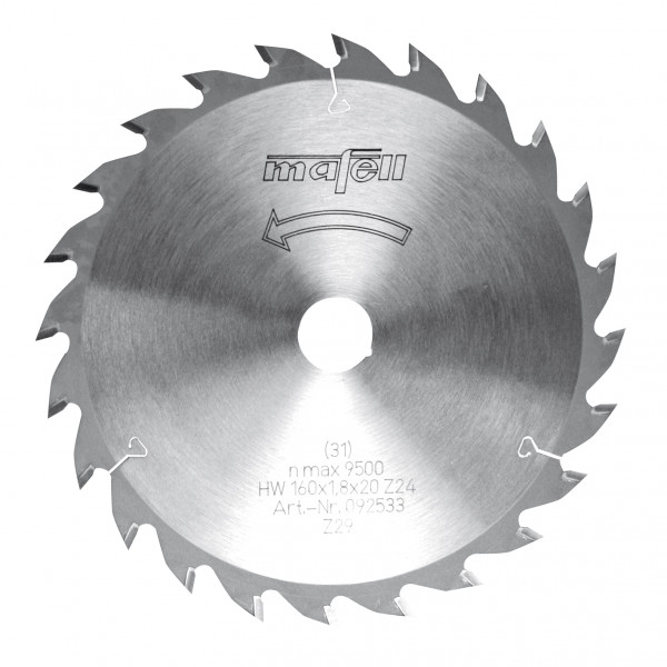 Hoja de sierra HM 160 x 1,2/1,8 x 20 mm, Z 24, WZ, para el uso universal de madera