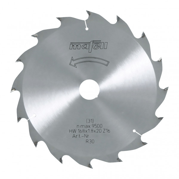 TCT saw blade 168 x 1,2/1,8 x 20 mm, Z 16, WZ, for ripping in wood