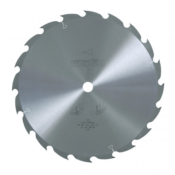 TCT saw blade 450 x 2.5/4.2 x 30 mm (17 11/16 in.), AT, 20 teeth, for universal use