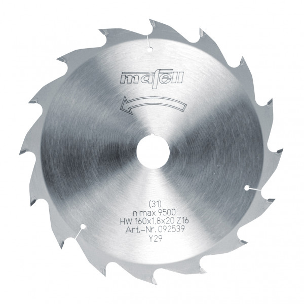 TCT saw blade 160 x 1.2/1.8 x 20 mm (6 5/16 in.), AT, 16 teeth, for rip cuts in wood