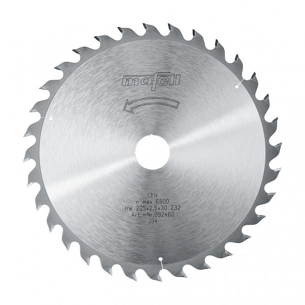 TCT saw blade 225 x 1.8/2.5 x 30 mm (8 7/8 in.), AT, 32 teeth, for universal use