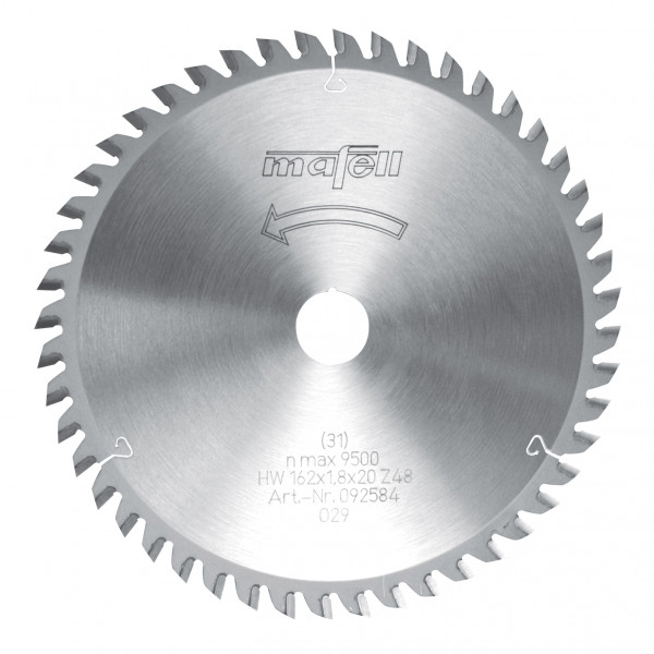 TCT saw blade 162 x 1.2/1.8 x 20 mm (6 3/8 in.), AT, 48 teeth, for universal use with board materials