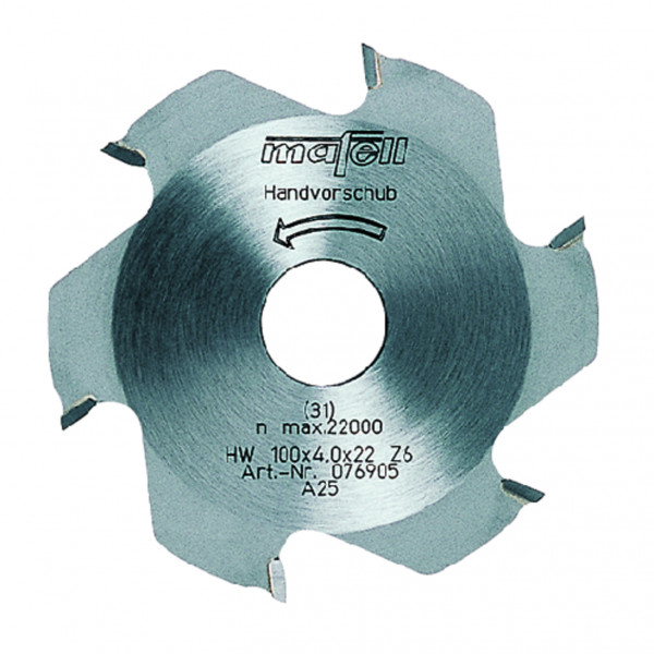 Fresa de disco 100 x 4 x 22 mm, Z 6, con dotación de metal duro