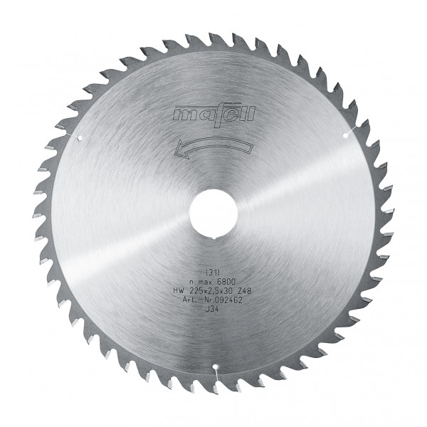 TCT saw blade 225 x 1.8/2.5 x 30 mm (8 7/8 in.), AT, 48 teeth, for fine cuts
