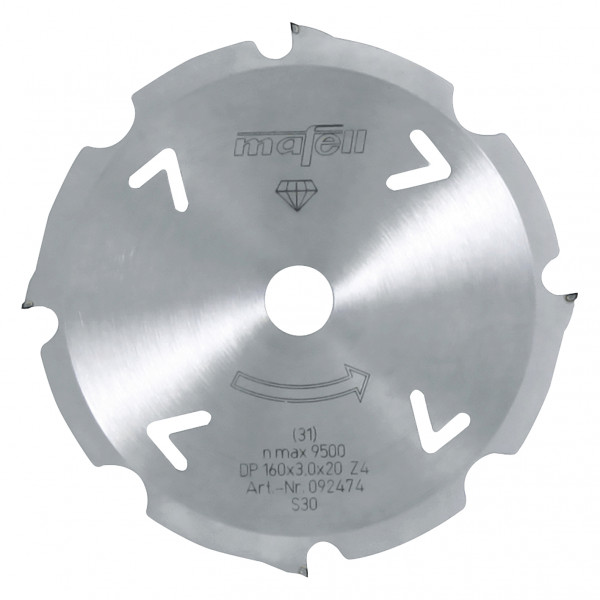 Saw blade Dia 160 x 2.4/3.0 x 20 mm (6 5/16 in.) / 4 flat/trapezoidal teeth for cement-bonded materials
