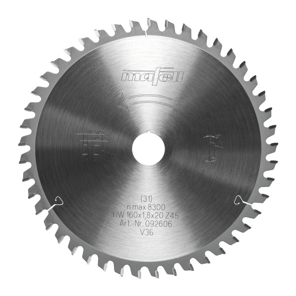 TCT saw blade 160 x 1,2/1,8 x 20 mm, Z45, 2FZ/TR, for decorative laminates