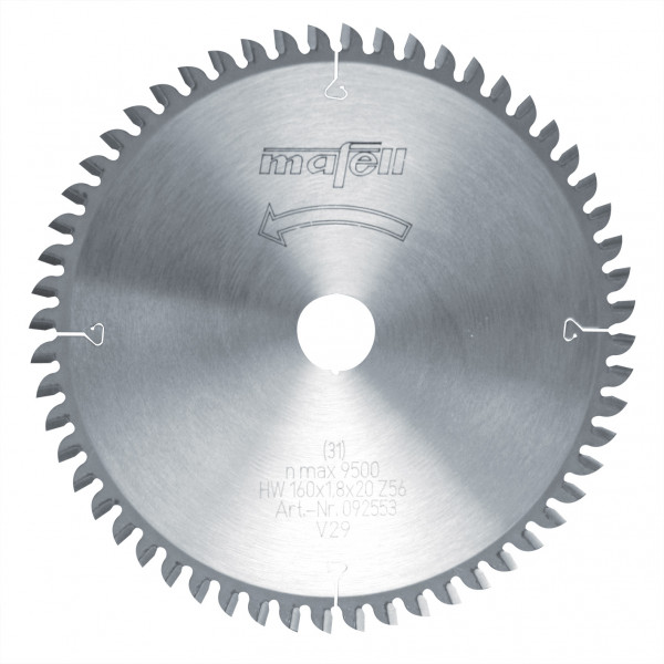 TCT saw blade 160 x 1.2/1.8 x 20 mm (6 5/16 in.) / FT/TT, 56 teeth, for fine sawing